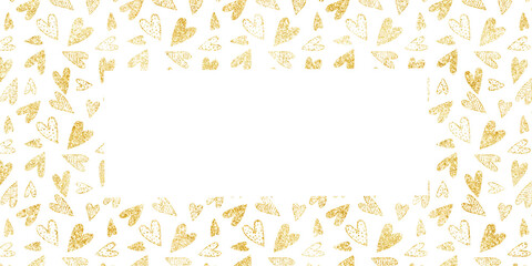 Gold Shining Paint Stain Hand Drawn Illustration brush stroke paint ornament decorate. Gold frame. Wedding invitation border. Geometric abstract. Valentines day, gold heart, love