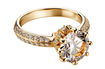 Beautiful gold engagement ring with a diamond, cut out