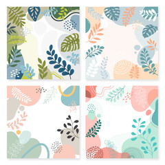 Set background with beautiful.background for design. Colorful background with tropical plants
