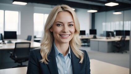 Fototapeta premium portrait of a smiling blonde business woman in the office