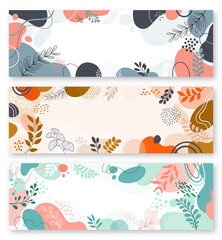 Fototapeta na wymiar Set background with beautiful.background for design. Colorful background with tropical plants