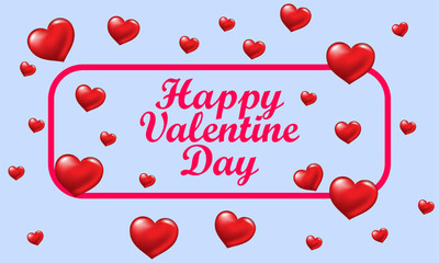 Happy Valentine's Day poster with 3d red heart, gift card, love party, invitation voucher design, poster template, place for text