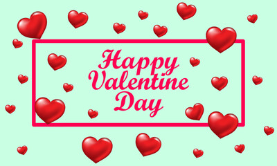 Happy Valentine's Day poster with 3d red heart, gift card, love party, invitation voucher design, poster template, place for text