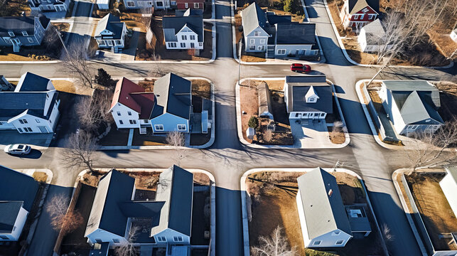 Aerial View of Houses in a Neighborhood