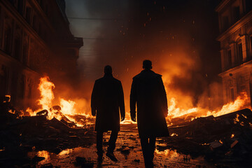 Old fashioned secret agent retro style woman man investigate criminal Generative AI motion picture movie