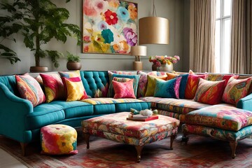 colorful pillows on a sofa