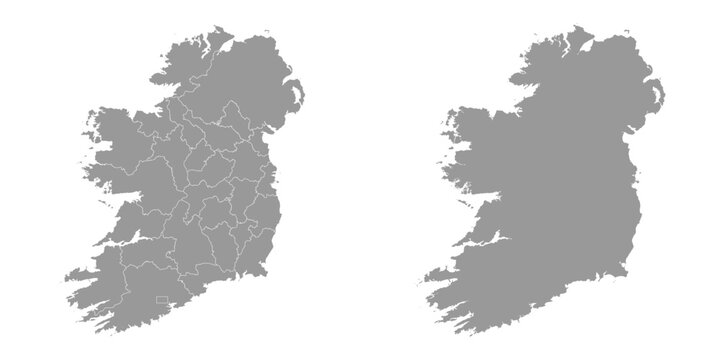 Ireland map with counties and Northern Ireland. Vector illustration.
