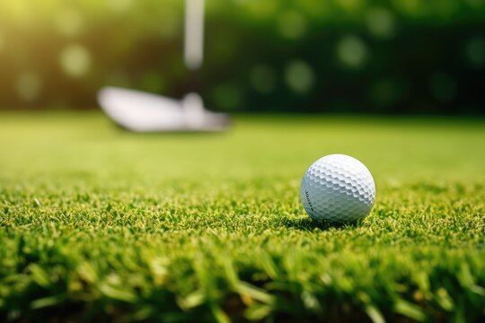 A golf ball and a golf club