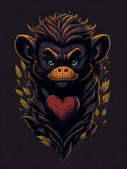 art monkey fall in love style t-shirt