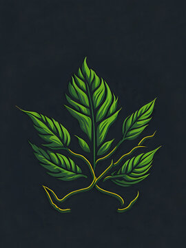 illustration of tree shoots in portrait style