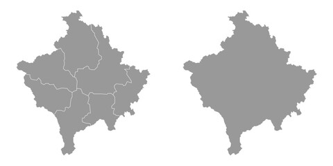 Kosovo grey map with districts. Vector illustration.