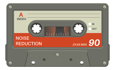 Audio tape plastic cassette with color label template