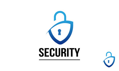 Security Lock Logo Design Template With Sheild.