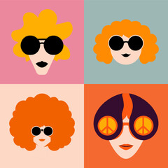 Happy cute sweet groovy hippie funny wallpaper background vector.