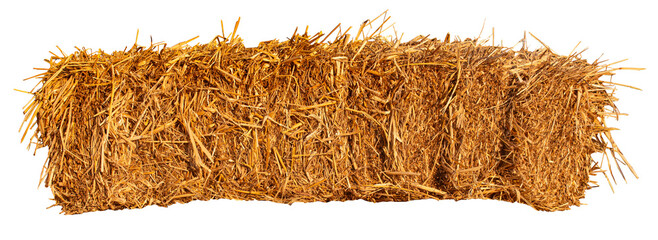 Bale of hay isolated on transparent background cutout, PNG file.
