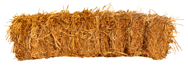Bale of hay isolated on transparent background cutout, PNG file.