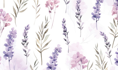 Fototapeta na wymiar watercolor lavender pattern