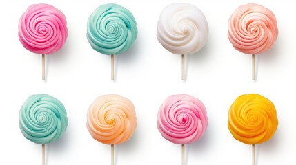 Set of big colorful pastel candies on white background