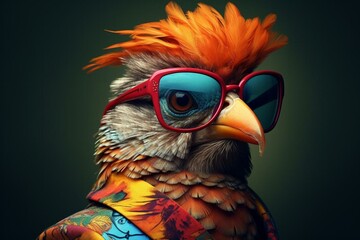 fashionable avian with shades. Generative AI