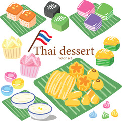 Thai dessert vector set  Thailand cuisine