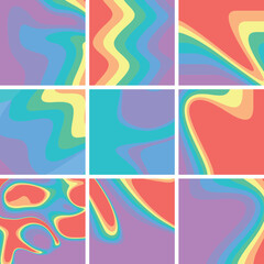 Colorful abstract waves background set