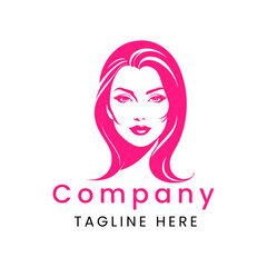 beauty woman logo template, line art illustration design