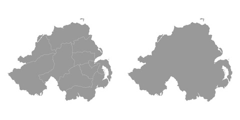 Northern Ireland grey with administrative districts. Vector illustration. - obrazy, fototapety, plakaty