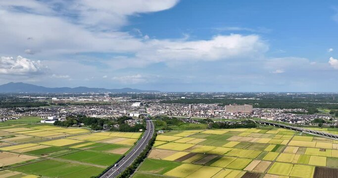 空撮 - 日本の都市風景 茨城県つくばみらい市 観光 ビジネス 右ドリー