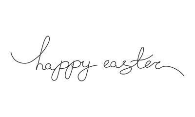 Happy Easter calligraphy thin line. Brush pen lettering. Hand drawn doodle style, holiday ink. Vector illustration