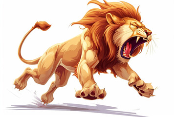 cartoon lion is jumping - obrazy, fototapety, plakaty
