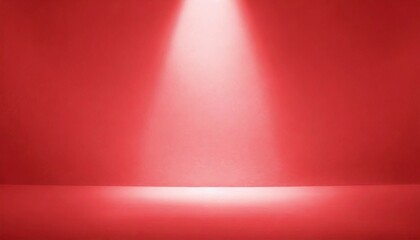 Empty studio with a beam of light on red paper background. Minimalist mockup, podium display and...