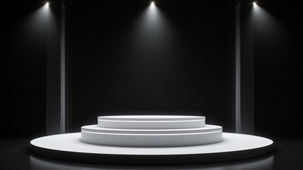 White podiums 3d background with podium. Podium scene. Abstract minimal scene
