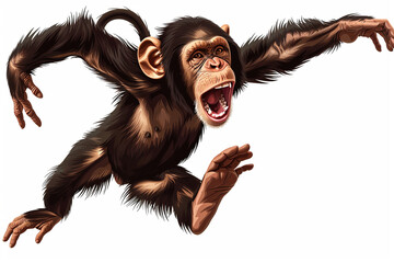 cartoon monkey jumping - obrazy, fototapety, plakaty