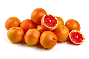 Pink ripe grapefruit, isolated on white background.