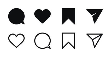 Essential Engagement Icons - Like, Comment, Share and Save