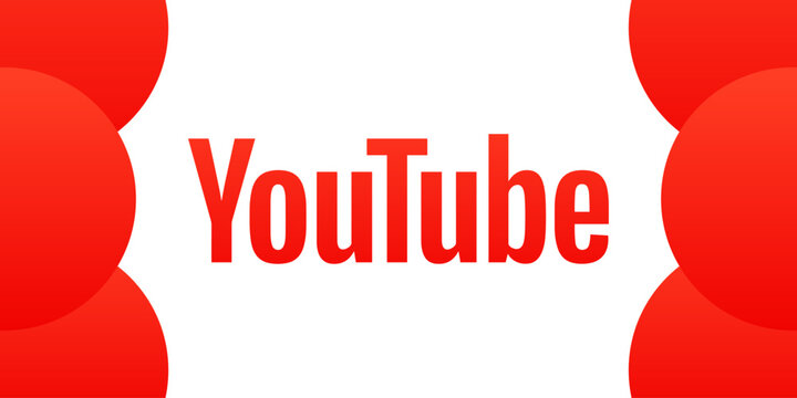 Social media YouTube logo. Modern design of social media YouTube. Full inscription and red balloons. Editorial social network YouTube logotype. Vector illustration