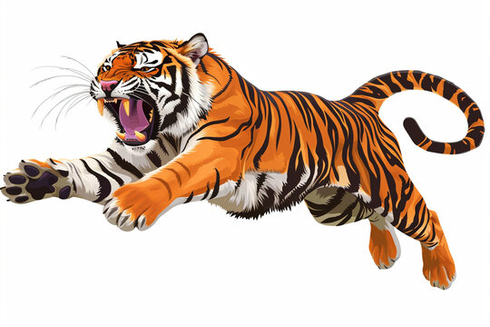 cartoon tiger is jumping