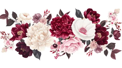 Foto op Canvas Flower composition with peony, roses, hydrangea, dahlia, anemone, eucalyptus © Ula