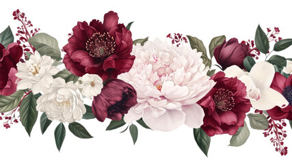 Bouquet of peony flowers isolated on white background. Floral design element.