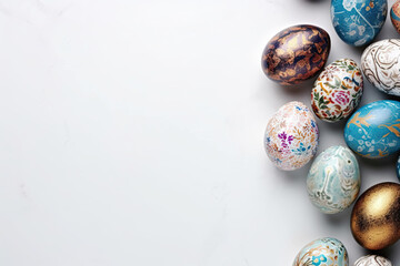 Easter Eggs with Ornate Designs: Festive Creativity on White
