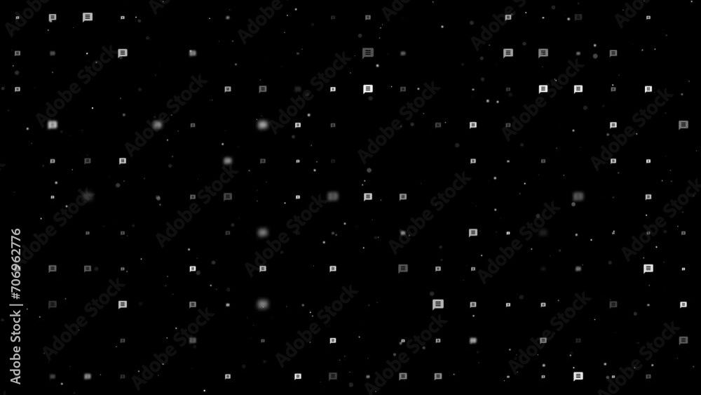 Poster template animation of evenly spaced chat symbols of different sizes and opacity. animation of transp