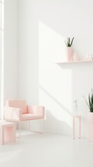 Modern Pink Furniture in Bright Interior