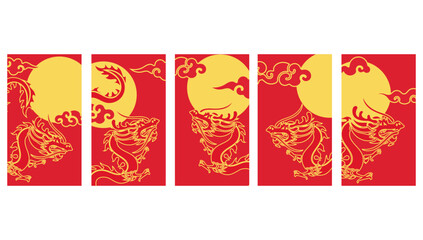 Happy Chinese new year dragon design Japanese, Korean, Vietnamese lunar new year. Vector illustration and banner concept  for cover, card, poster, banner. Chinese zodiac Dragon symbol.