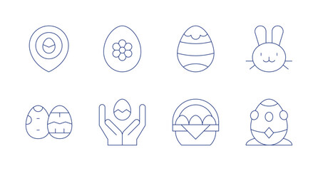 Easter icons. Editable stroke. Containing easter, easter egg, easter eggs, rabbit, golden egg.
