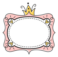 Little princess text frame. Hand drawn card decor