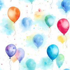 Watercolor Balloon Splashes Seamless Pattern
