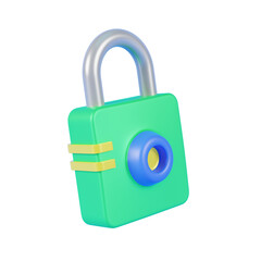Padlock 3d rendering isolated on transparent background 