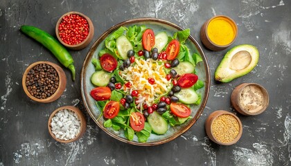 Elevate Your Palate: Top-Down Glimpse of a Tasty and Healthy Salad