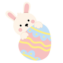 Obraz premium easter bunny with eggs clipart illustration