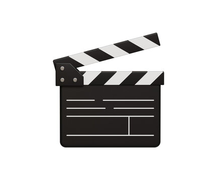 3D film clipper icon. Video Shooting Clapboard for Films and Movies. Clapperboard Icon. 3d illustration